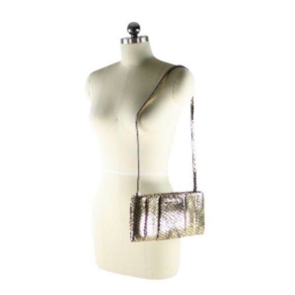 Nwt Michael Kors Daria Pleated Leather Clutch Metallic Silver Purse Handbag bag - Picture 5 of 6